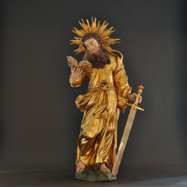 heiliger paulus barock buch schwert vergoldet skulptur greinwald