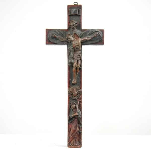 reliquienkreuz gottvater christus maria heiliger geist barock holz geschnitzt