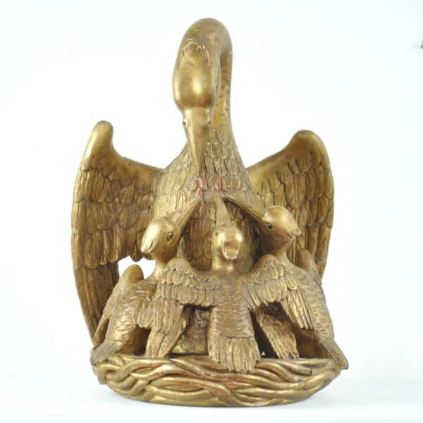 pelikan holz geschnitzt barock drei junge federn tabernakel