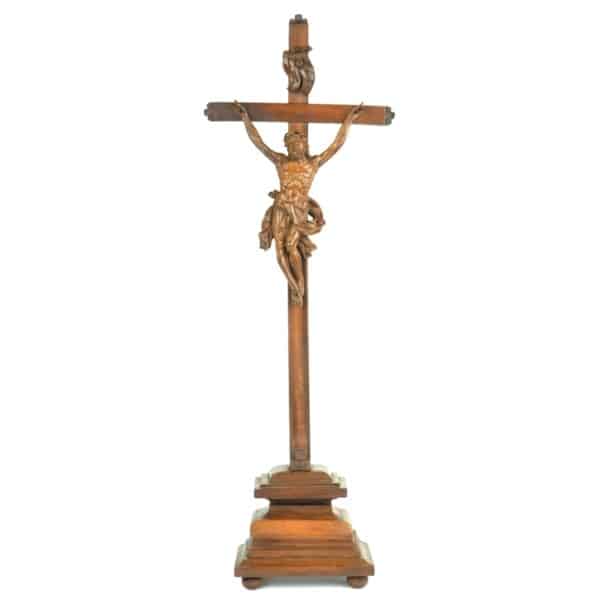 altarkreuz standkreuz barock jesus christus pflaumenholz