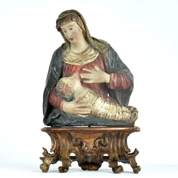 maria madonna maria lactans barock sockel büste holz geschnitzt skulptur