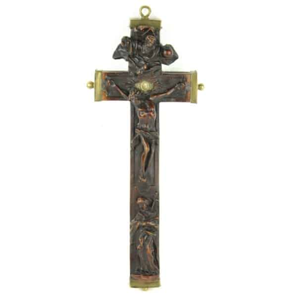 reliquienkreuz gottvater christus maria barock birnbaum geschnitzt reliquien