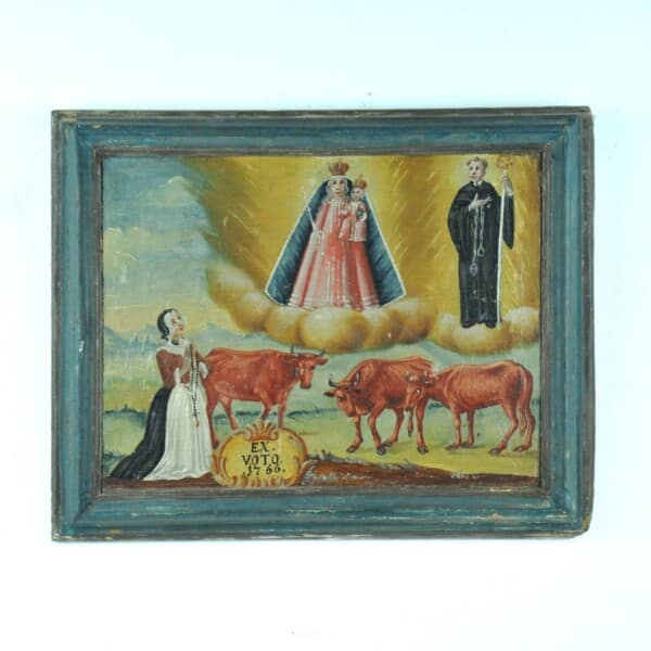 ex voto votivbild maria heiliger leonhard kühe rinder barock holz gemalt